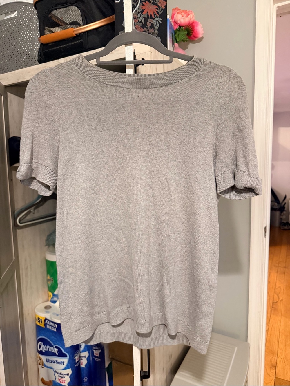Kate Spade Light Gray Bows Short-Sleeve Crewneck sweater top